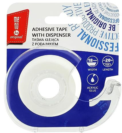 memobe Amex Klebeband - Transparente Allzweckband - Schule Büro Arbeit - Klebefilm beständig haltbar - klarer Tesafilm mit Akrylkleber - Mehrzweck Klebe Rollen - 18mm x 20m mit Blisterschale