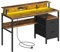 VASAGLE Bureau Gaming, avec Tiroirs en Tissu, Table Informatique avec Support d'Écran, Lumières LED, 55 x 135 x 90 cm, Multiprise, 2 Ports USB, pour Bureau à Domicile, Marron Rustique LWD094K02