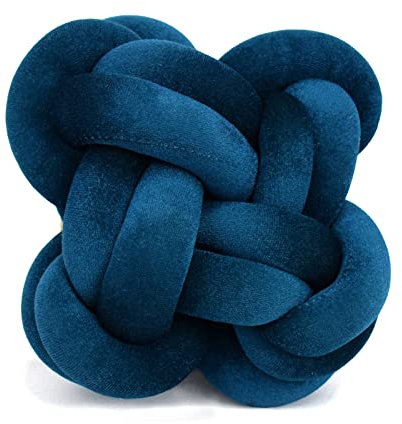 Knotenkissen, Ø 18 cm Geknotetes Kissen, Weiches Plüsch Knoten Kugelkissen, für Sofa, Bett, Dekorativ, Zierkissen Knoten (Blau)