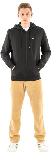 Tommy Jeans Herren TJM Reg Flag Zip Fleece Thru Dm0dm20743 Kapuzenpullover, Schwarz (Black), M EU