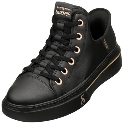Skechers Snoop One Og - Sneaker da donna in pelle, Pelle Nera Mesh Rose Gold Trim, 38 EU