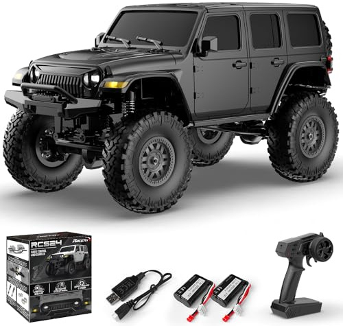 RACENT Voiture Télécommandée, Camion 4x4 Télécommandé Tout-Terrain | 2,4 GHz, 1/24 Crawler RC avec Phare et Feux arriere, Batterie rechargeable, Couple de franchissement de 40°