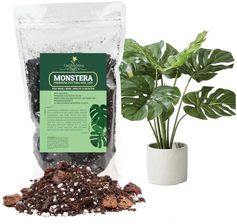 GardenNova Premium Monstera Potting Soil - Quick Drain Potting Soil for Growing and Repotting Monstera Deliciosa/Swiss Cheese Plant - 1 Liter Bag