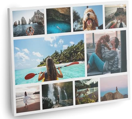 Panorama Lienzo Collage Personalizado con Fotos 70x50 cm - 10 Fotos - De 3 a 10 Fotografías - 20 Tamaños - Regalo Cuadro - Patrón 2