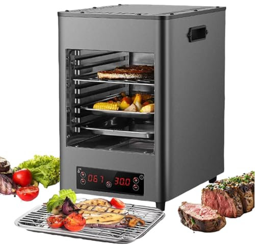 twostronking Stainless Steel Electric Steak Oven, 5 min Fast Preheating, Max Temperature 800℃, With Touch Button and 8 Grilling Slots, Time and Temperature Adjustable