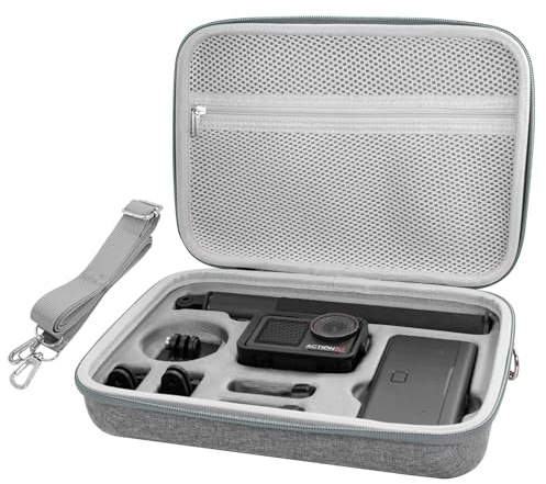 REYGEAK Osmo Action 5 Pro – Grand étui de Transport Portable, Sac à bandoulière, étui Rigide étanche Compatible avec Les Accessoires DJI Action 5 Pro/Action 4 Adventure Combo (Grande Taille)