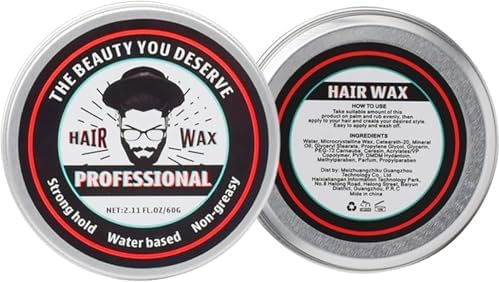 Cera per capelli da uomo, pomata non grassa, cera professionale opaca, tenuta forte e flessibile, per capelli ribelli e crespi - 60 g