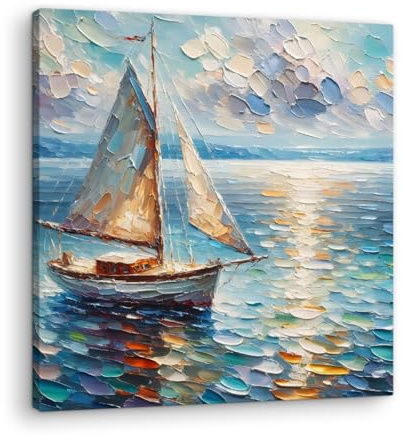 Artenor Quadro Paesaggi Sinfonia Marina in olio, 30 x 30 cm - Made in Italy, Quadri Moderni Soggiorno, Camera da Letto, Cucina, Poster da Parete, Decorazioni Casa