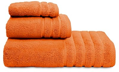 Sedalinne - Juego de Toallas de Baño Completo 500 Gr Liso - Toallas Baño Grandes y Pequeñas Rizo 100% Algodón - Pack (1 Tocador + 1 Lavabo+ 1 Sabana) - Alta Absorción - Toalla Algodon - Naranja