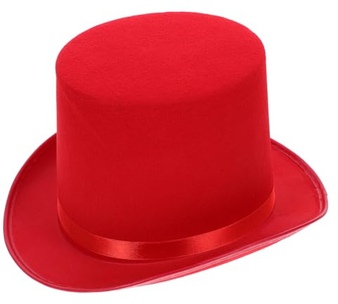 AKOOSY Sombrero De Mago De Copa Roja Para Adultos Accesorio De Fiesta Vintage Sombrero De Disfraz Para Evento TemáTico 11.81X10.23X6.69 Pulgadas