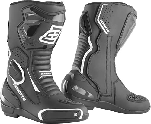 Bogotto Carta Race perforierte Damen Motorrad Stiefel, schwarz/weiß, 38
