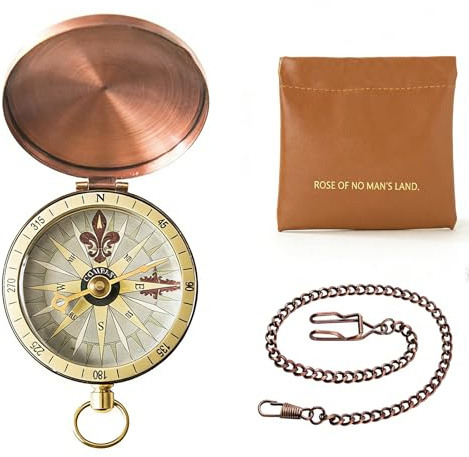 FuYelng 3 Piezas Brújula Retro, 6,8 × 5 × 1,6 cm Brújula de Metal con Cadena Bolsa de Almacenamiento, para Supervivencia al Aire Libre Orientación Camping Silva Niños