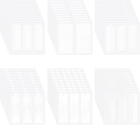 2350 pièces/60 feuilles French Nails Pochoir 6 styles d'autocollants blancs pour ongles French Nails Autocollants pour ongles Pochoirs à ongles autocollants French Manucure Bords Aide Outils de