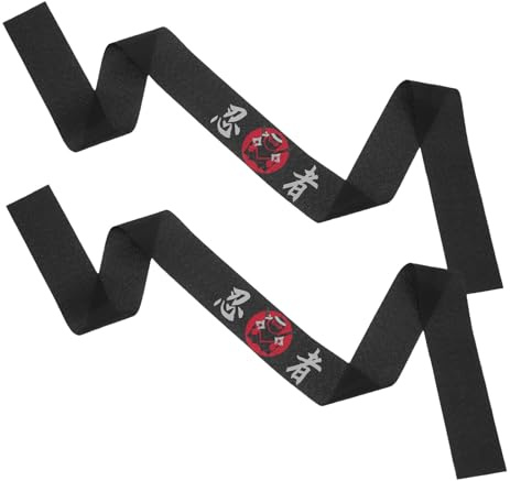 HONITANO Fascia Giapponese Design Ninja Stampa Karate 2 Pezzi per Chioma in Poliestere, Accessorio Versatile Non Sbiadisce per Chef e Allenamento Sportivo
