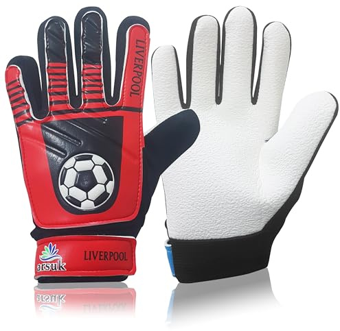 ARSUK Guanti da Portiere da Calcio per Bambini Ragazzi, Guanti da Allenamento per Portiere da Calcio con Palmo in Lattice Super Grip, L:20 cm L:10 cm Taglia: 6