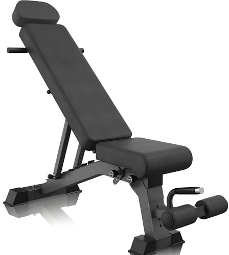 YOUTEN 1300 LB Weight Bench Heavy Capacity | 9-4-4 90° Adjustable Incline Decline Exercise Chair for Home Gym More Stable and Durable | Foldable Training Lifting Bench | Dragon Flag Handle for Abdominal Arm Workout