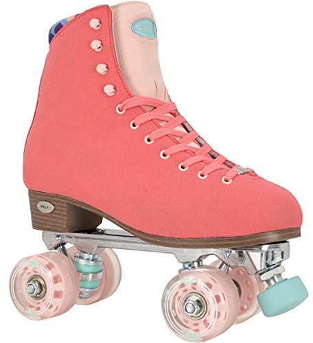 VNLA Parfait Women’s Roller Skates | Trendy, Comfortable & Perfect for Wide Feet | High-Top Quad Skates - Coral - Ladies 6