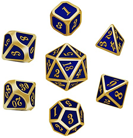 Sweetone Dados Poliedricos, 7 Piezas Dados de rol D&D, Metal Polyhedral Dice Set, Dados DND, Dados Poliédrico y de rol de Juego para Dungeons and Dragons DND RPG MTG D20, D12, D10, D8, D6, D4