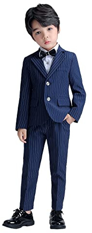 LOLANTA Completo Gessato da Ragazzi 2 Pezzi Blazer e Pantaloni per Bambini, Abbigliamento per Il Tempo Libero o Abito da Festa di Nozze, Blu Navy, 12-13 Anni, 170