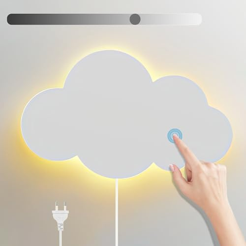 KZT LED Aplique de Pared con Interruptor Táctil Habitación Infantil Regulable Lámpara de Noche Interior Blanco Cálido Lámpara de Pared con Enchuf Niños Niñas Lámpara de lectura para Dormitorio Salon