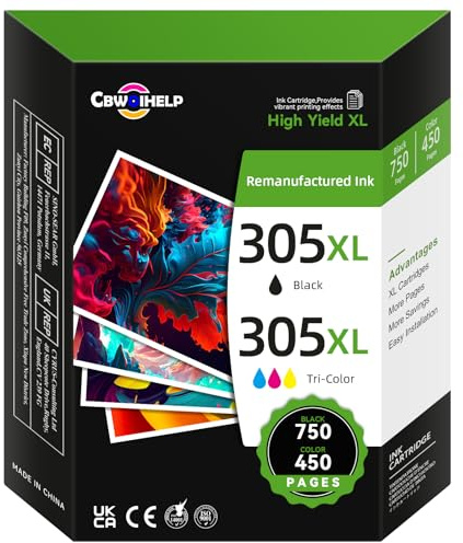 305XL Ink Cartridges Black and Colour Replacement for HP 305 Ink Cartridge, Printer Ink 305 Compatible with HP Envy 6000 6020e 6032e, DeskJet 2700 2700e 2710e 2722e 2800e 2810e 2820e (2 Pack)