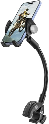 Gooseneck Phone Holder for Wheelchair, Stroller, Golf Cart, Boat, Mic Stand, Indoor Cycling Bike, Gym Bicycle Handlebar Clamp for iPhone Air 17 Pro Max 16 15 14 13 12 Plus, S25, 4.7 to 7 Smartphones