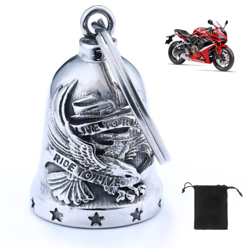 IOURVYA Llavero Moto Campana Guardiana, Campana de Motocicleta de la Guarda de Acero inoxidable con Anillo Colgante Amuleto de Buena Suerte para Bicicletas Coches Motocicletas, Águila Estilo 1