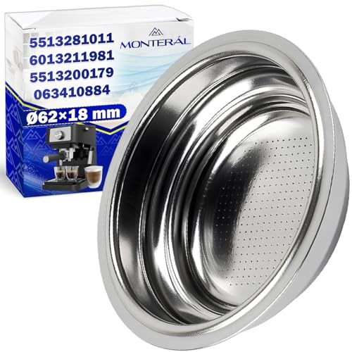Filtro Cafetera Ø 62x18 mm Filtro Cafe para Portafiltro Cafetera con Código Original 5513281011 6013211981 5513200179 para DeLonghi 063410884 para Smeg - Garantía de 10 Años - MONTERAL