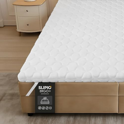 SLIPIO Matratzentopper 150x200 cm | 5 cm Höhe | Ergo+ orthopädischer Komfortschaum | Waschbar & Hypoallergen | Mattress Topper 150x200
