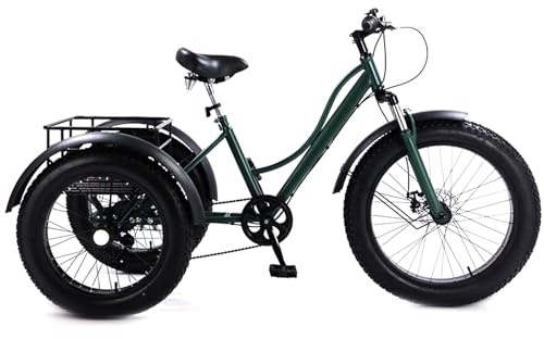 DEaThsalL 24 pollici Bicicletta elettrica a 3 ruote per adulti Da Carico per adulti Capacità Di Carico 200 Kg Altezza regolabile con carrello della spesa per le commissioni