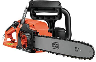 BLACK+DECKER Cs2245-Qs Motosega Elettrica Lunghezza Barra E Capacità Di Taglio 45 Cm, Doppia Impugnatura 2200 W, Arancione Nero, 28 X 53.2 X 25 Cm, 6 Kg
