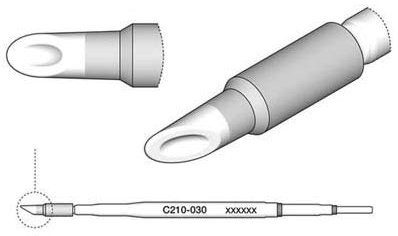 JBC Lötspitze Serie C210, Sonderform, C210030/Ø 2,0 mm, Hohlkehle C210030 (2210 AD2210 C210 Loetkartusche Loetpatrone Loetspitze Lötkartusche Lötpatrone T210-A)