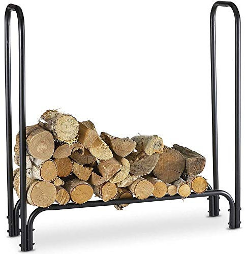 BAKAJI Portalegna Supporto Scaffale Struttura Tubolare in Metallo Porta Legna da Interno Esterno Legnaia Casa Giardino per Camino Caminetto Stufa Design Moderno (120 x 120 x 35 cm)