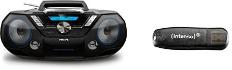 Philips AZB798T/12 CD-Soundmaschine, CD Player Tragbar (Radio DAB+/UKW, Bluetooth, CD, MP3-CD, USB, Kassette, All-in-One-Soundsystem) schwarz & Intenso Rainbow Line 16 GB USB-Stick USB 2.0 schwarz