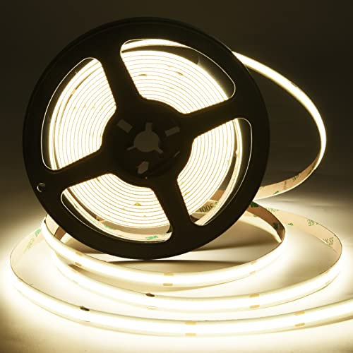 Striscia LED COB 5 metri 24V, Striscia LED Bianco Naturale 4000K, 480LEDs/m,CRI90+, larghezza 8 mm, luci uniformi, Striscia Luminosa COB per camera da letto Decorazioni (alimentatore non incluso)