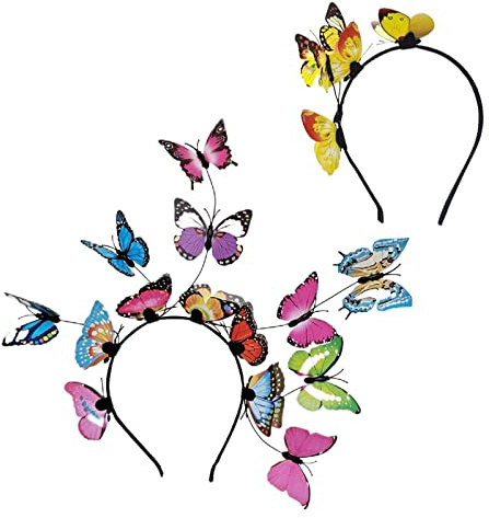 Aatpuss 2 Pezzi Fascia a Farfalla, Cerchietti Fascinator Farfalla, Set di Accessori per Capelli a Farfalla, per Cosplay di Farfalle, Fascia da Sposa a Farfalla