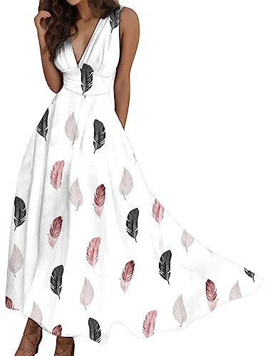 sutelang lurryly Robe De Soirée Longue Robe Femme - Bretelles Spaghetti Impression Paisley Robe Femme Ete avec Volants Robe Femme Manches Ballon Robe Longue Boheme Robe Ceremonie Femme