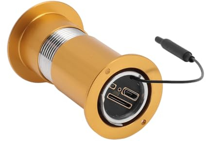 Mirilla con Visor de Puerta, Cámara con Visor de Ojo de Puerta WiFi con Visión Nocturna con Detección de Movimiento de 2 Vías, Cámara con Orificio para Ojo de Puerta de (Dorado)