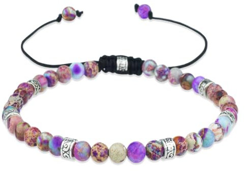 JUZICHEN Naturstein Armband Damen, Boho Armband Bracelet Women, Edelstein Armband Damen 16-24cm, Surferarmband Damen, Sommer Bunte Armbänder Damen, Yoga Geschenke Für Frauen Damen (Farbe A)