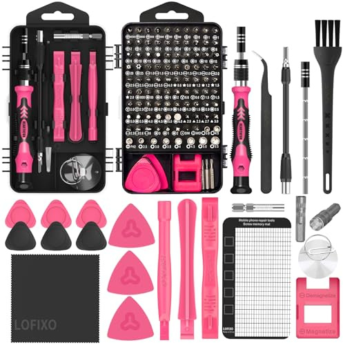 Liten skruvmejsel Torx T5 T6 T8 T9 T10 T15, Pentalobe P2 P5, Triwing Y00 Y000, Spår, Phillips Rosa verktygsset med Spudger för iphone/macbook/Xbox/Ps4 Switch kontrollglasögon, bärbar dator, smartphone