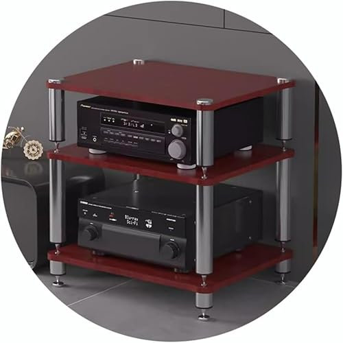 2/3/4-nivåer HiFi-ställ AV-hylla HIFI-stativ Skivspelarestativ-enheter Skåp Ljudställ med stötdämpande fötter- Audio Video-komponenter, Rood, 60 * 48 * 60cm (3-nivå)