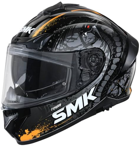Casco de Moto Integral SMK Typhoon SV Reptile Orange con Visor Solar - Homologado ECE 22.06 - Designed (L)