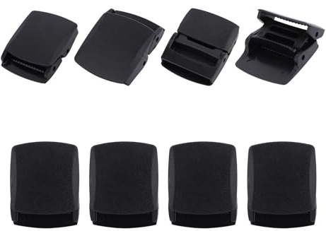 8 Delar 38cm Plastspännen, Nylon Canvas Bältesbyte för Kvinnor och Män Tillbehör för 36 till 38mm Breda Bälten och Remmar (Svart)