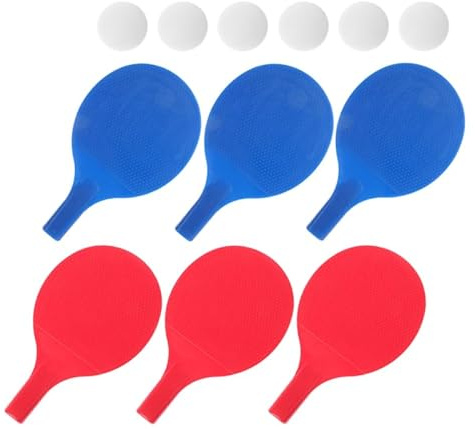 CLISPEED 3 Sets Table Tennis Paddles Lightweight Plastic Bat with Easy Grip for Young Players Practice and Play Includes Red and Blue Paddles with White Balls