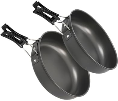 Genérico Padella da Campeggio Piatto Picnic in Alluminio Pentole Esterno Portatili con Manico Pieghevole Escursionismo(L 20cm)