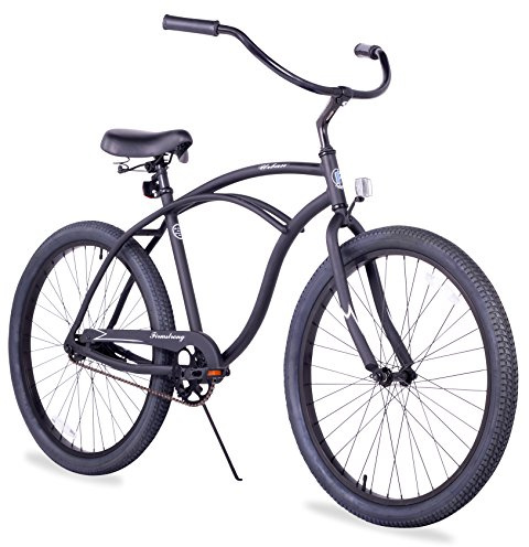 Firmstrong Urban Man Beach Cruiser Bike, Men's Single Speed Hybrid Bicycle, 26 Inch Wheels, Aluminum, Matte Black