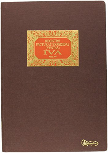 Miquelrius - Libro de Contabilidad, Clase R, Folio Natural 215 x 315 mm, Rayado Facturas Expedidas (I.V.A.), 100 Hojas de 102 g/m², Forrado en Tela, Lomo Engomado