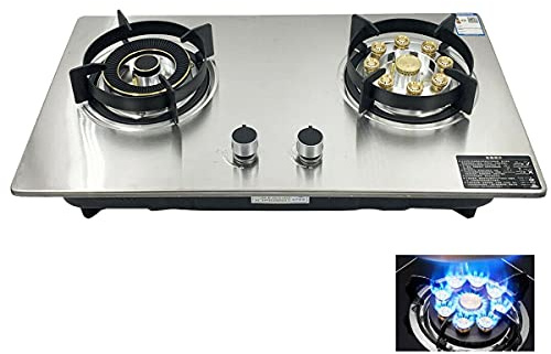 YILIKISS 28 Built-in Gas Cooktops | 2 Burner Natural Gas Cooker Stainless Steel Gas Stove | Dual Burner Gas Hob | Easy to Clean