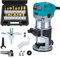 Vertikale Fräsmaschine, elektrische Handfräsmaschine für Holz 220 V 710 W mit Basis zum Trimmen, Set Fräsen Fräsmaschine Bohrer für Holz Pantograf Schaft 6,35 mm 15 Stück