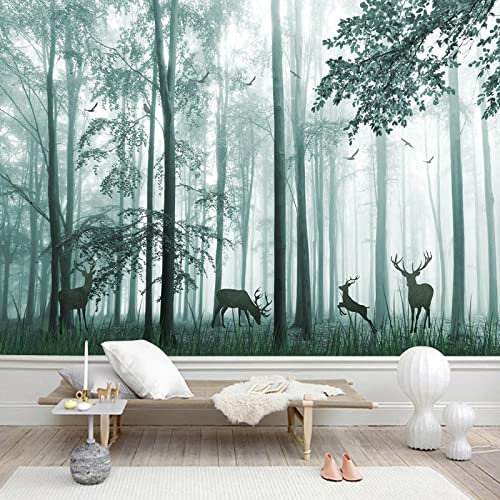 XTSWallpaper Papel Pintado Mural Autoadhesivo 3D 360X250Cm Plantas Árboles Alces Efecto 3D Pegatinas De Pared Autoadhesivo Pvc Impermeable Papel Tapiz Mural Decoración De Pared Arte